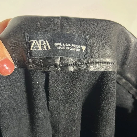 ZARA Black Faux Leather Leggings Size Large - Picture 8 of 9
